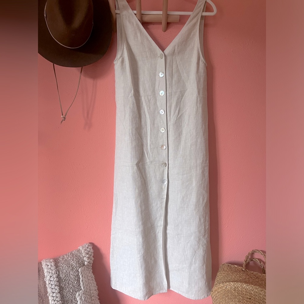 Reformation Linen Cliff Dress in Oatmeal, XS